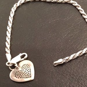Sterling silver hammered charm bracelet artisan made